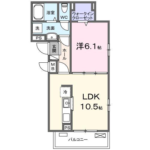カーサ ビアンカ デュエ(1LDK/2階)の間取り写真