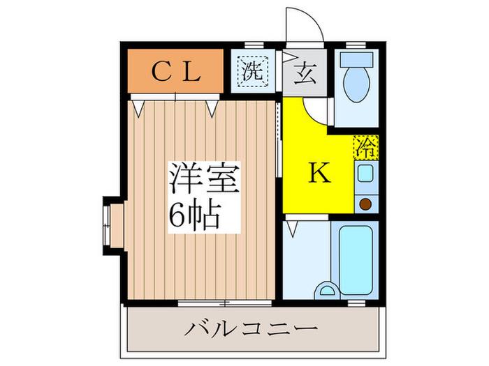 シャレール東小金井(1K/1階)の間取り写真
