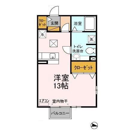 リヴェール(ワンルーム/1階)の間取り写真