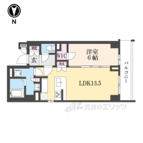 CALM姉小路通(1LDK/2階)の間取り写真