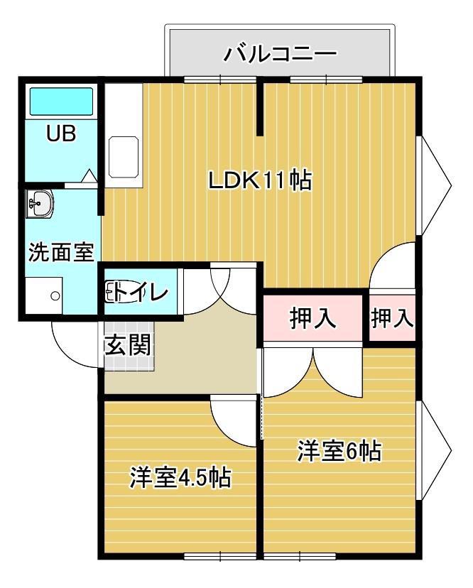 アークヒルズ大藪(2LDK/2階)の間取り写真