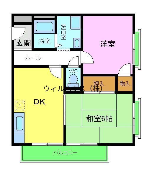 ハイツ藤(1LDK/2階)の間取り写真