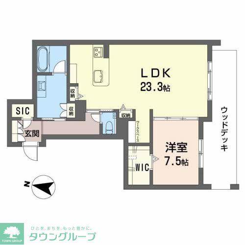 HAQU(1LDK/1階)の間取り写真