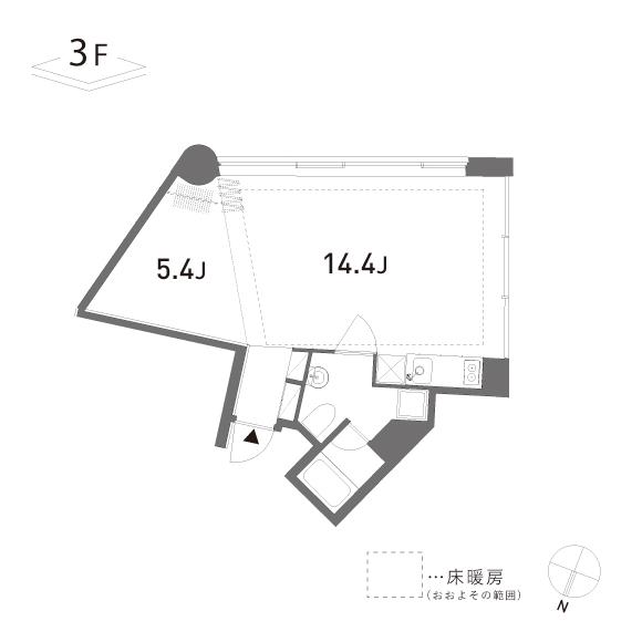 GROVE(1LDK/3階)の間取り写真