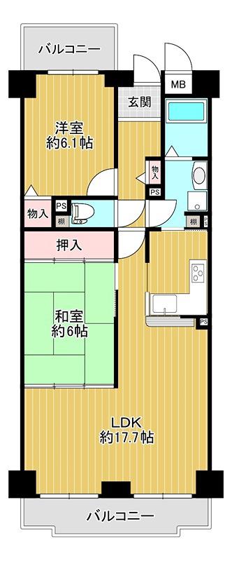 コスモ北野田(2LDK/8階)の間取り写真