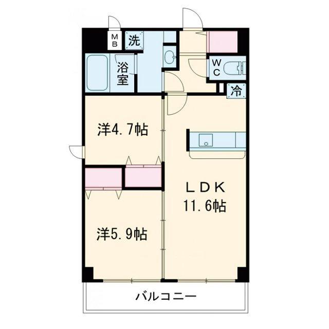 レジデンシア都島アイラ(2LDK/6階)の間取り写真