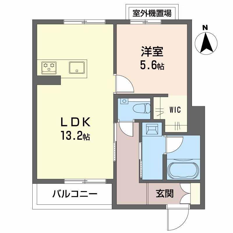 ファミール夜寒(1LDK/4階)の間取り写真