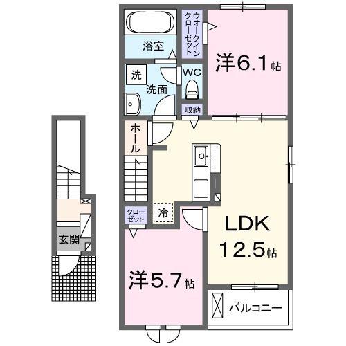 サニーコート・コルテシアII(2LDK/2階)の間取り写真