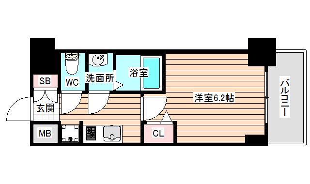 プレサンス福島ミッドエル(1K/6階)の間取り写真