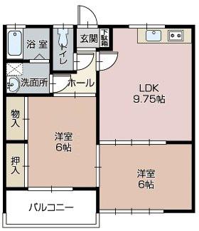 ルブールパレス(2LDK/2階)の間取り写真