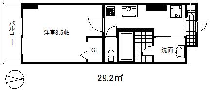 シティスパイア神戸元町1(1K/8階)の間取り写真