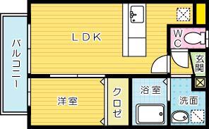 FARPLACE小倉西B棟(1LDK/1階)の間取り写真