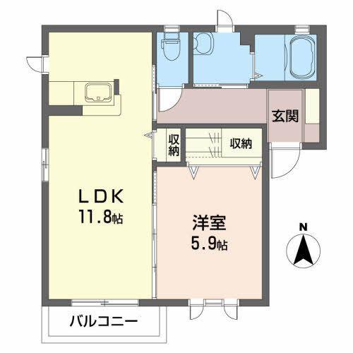 メゾン ト レスポアールA(1LDK/1階)の間取り写真