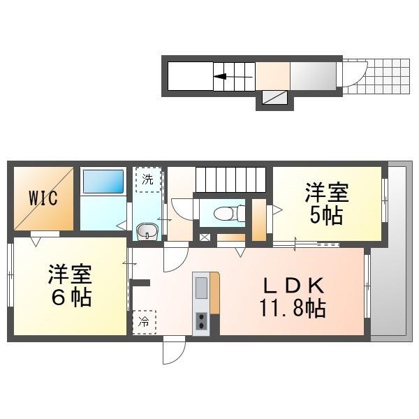 ラウレア リーフ(2LDK/2階)の間取り写真