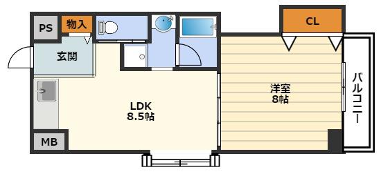 晋栄一番館(1LDK/3階)の間取り写真