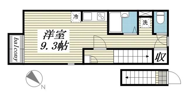 オートハウスⅡ(ワンルーム/2階)の間取り写真