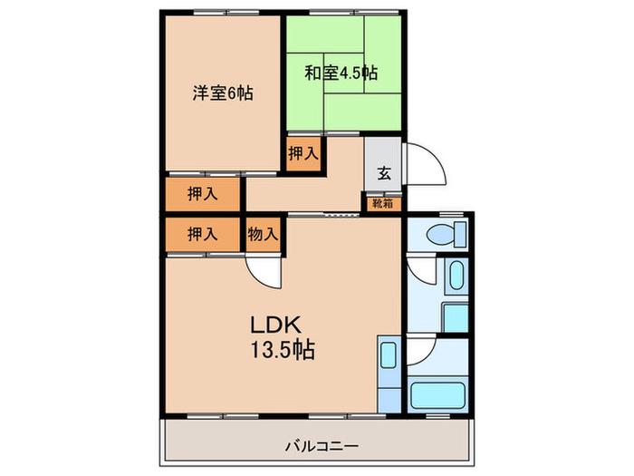 パビリオン春日井(2LDK/3階)の間取り写真