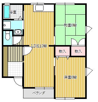 ガーデンシティコーポE(2LDK/2階)の間取り写真