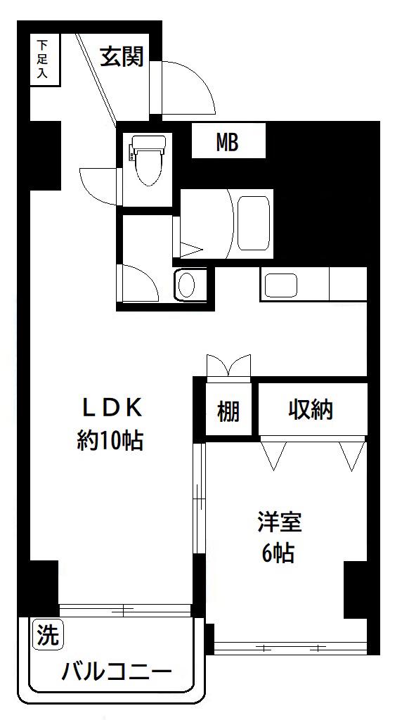 中野スカイマンション(1LDK/2階)の間取り写真