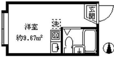 クレールメゾン代々木上原A棟(ワンルーム/1階)の間取り写真