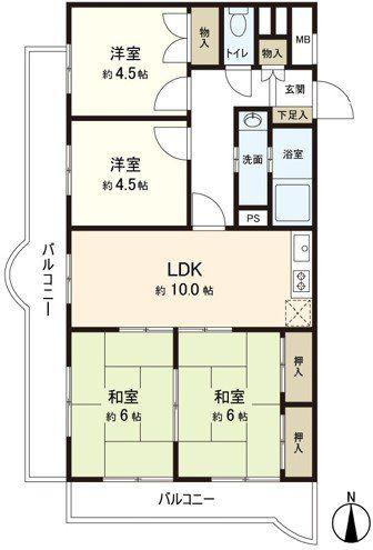 ホワイトコーポ大谷(4LDK/3階)の間取り写真