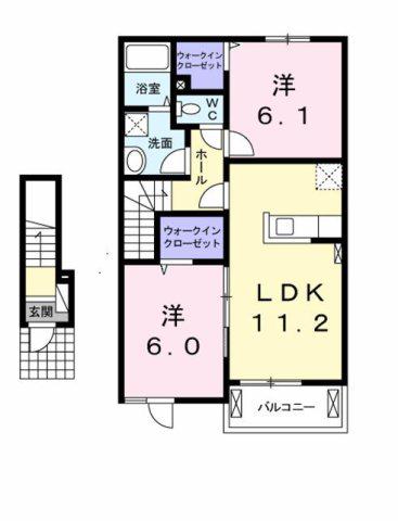 グランツ長良B(2LDK/2階)の間取り写真