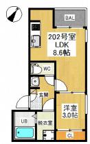 REGALEST新富(1LDK/2階)の間取り写真
