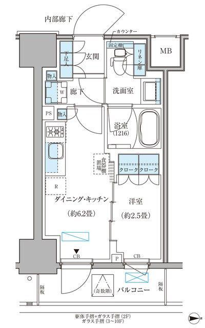 パークアクシス住吉ガーデンスクエア(1DK/6階)の間取り写真