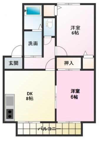 サンパティークI(2DK/1階)の間取り写真
