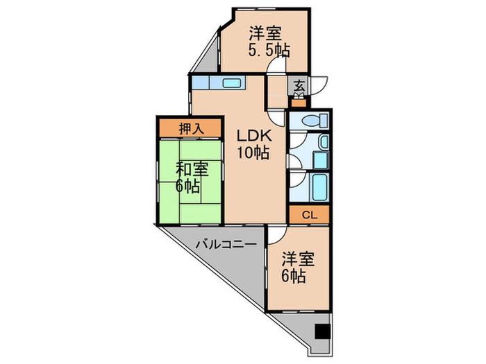 スカイパーク一社(3LDK/6階)の間取り写真