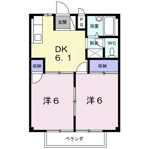 メゾンカリーノ(2DK/2階)の間取り写真