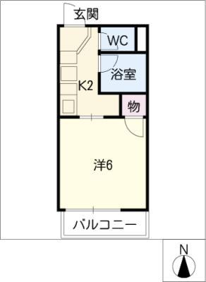 グレースS(1K/2階)の間取り写真