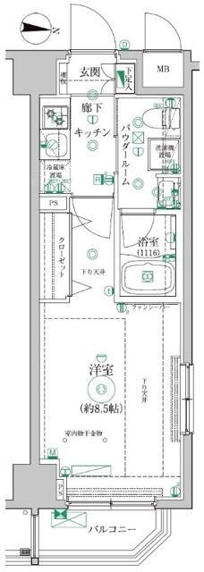 レアライズ清澄白河(1K/4階)の間取り写真