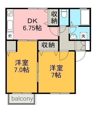 ソラーレ A(2DK/1階)の間取り写真