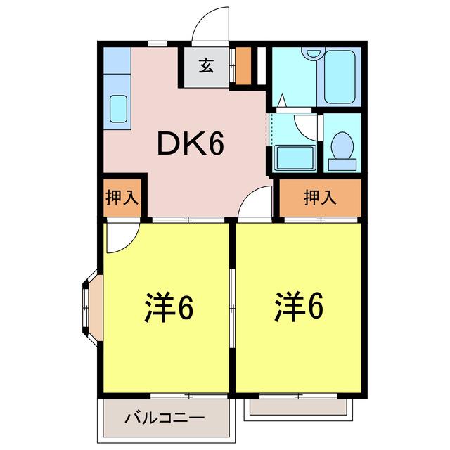 シャルマンY(2DK/2階)の間取り写真
