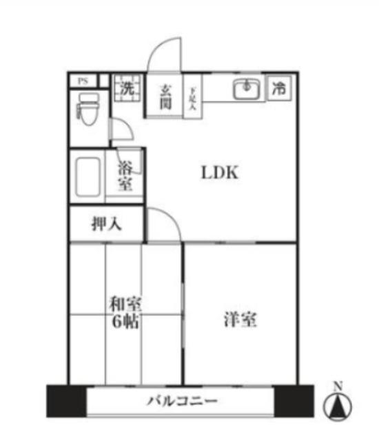 ロータスハイム(2LDK/2階)の間取り写真