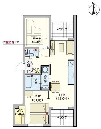 へーベルVILLAGE世田谷砧(2LDK/2階)の間取り写真