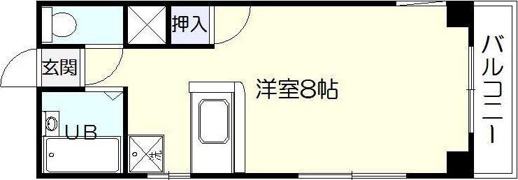 オークビラ上之園(ワンルーム/6階)の間取り写真