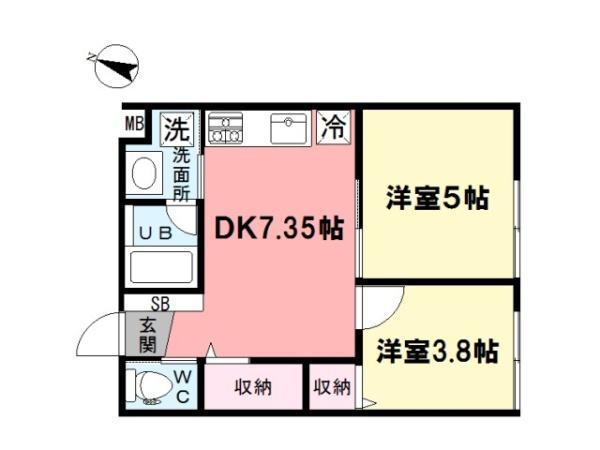 ステージ下石神井(2DK/1階)の間取り写真