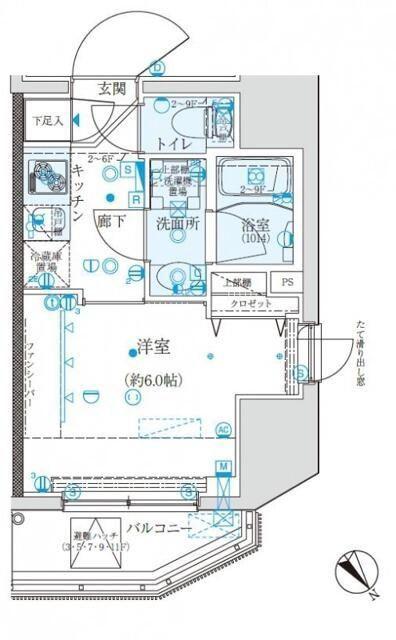 クレイシア五反田駅前(1K/9階)の間取り写真