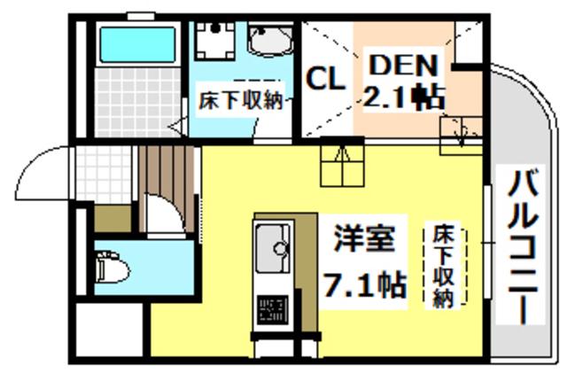ルクシア(ワンルーム/2階)の間取り写真