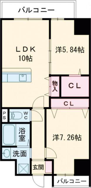 FREEDOM RESIDENCE堺寺地町(2LDK/7階)の間取り写真