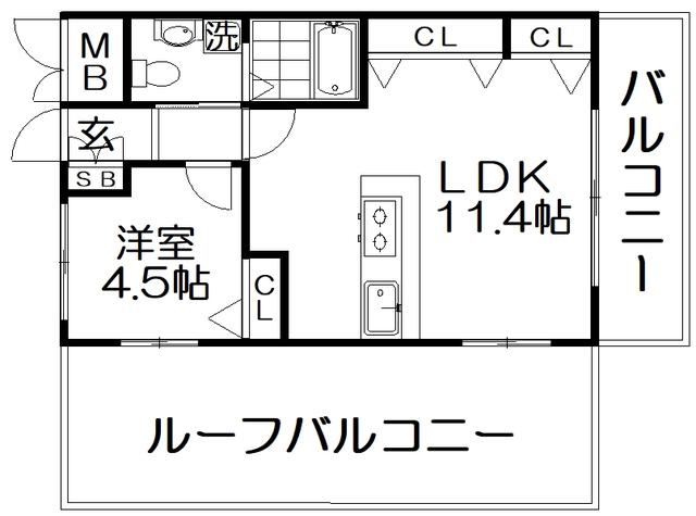 プリモーテ枚方公園(1LDK/3階)の間取り写真