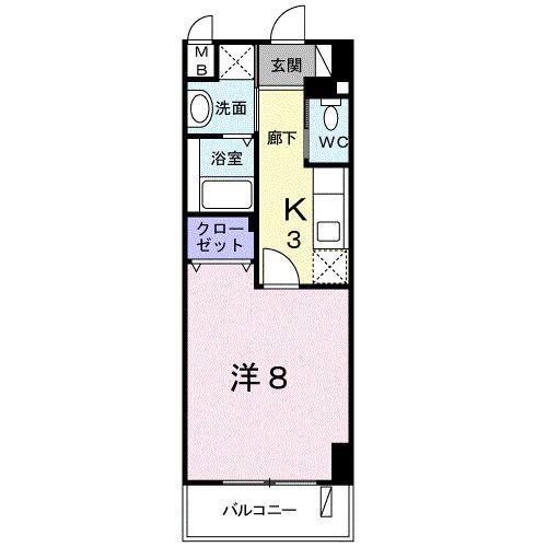 クレセント きららII(1K/7階)の間取り写真