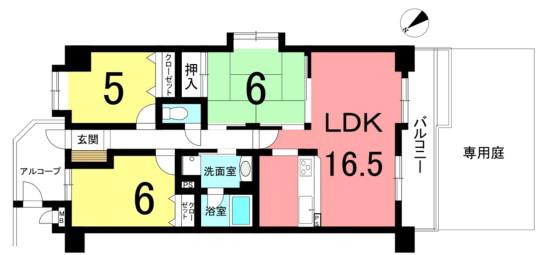 ユニーブル横須賀(3LDK/1階)の間取り写真