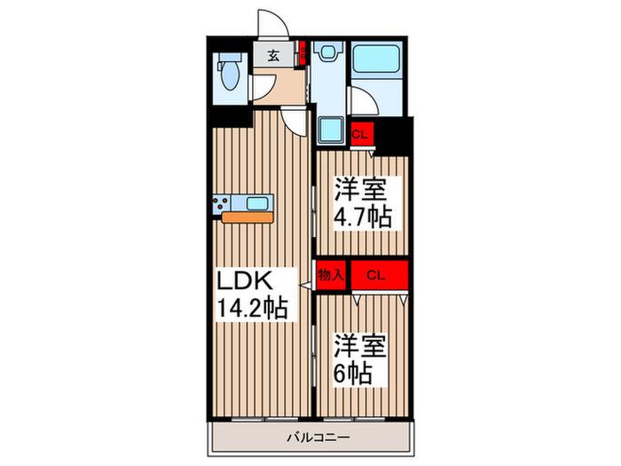 WSレジデンス(2LDK/2階)の間取り写真