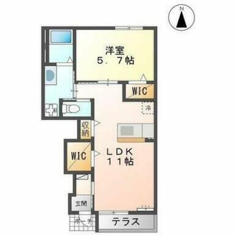 タンブレロ(1LDK/2階)の間取り写真