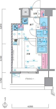 GENOVIA南千住VSKYGARDEN(1K/8階)の間取り写真