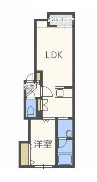 リブレア厚別(1LDK/2階)の間取り写真
