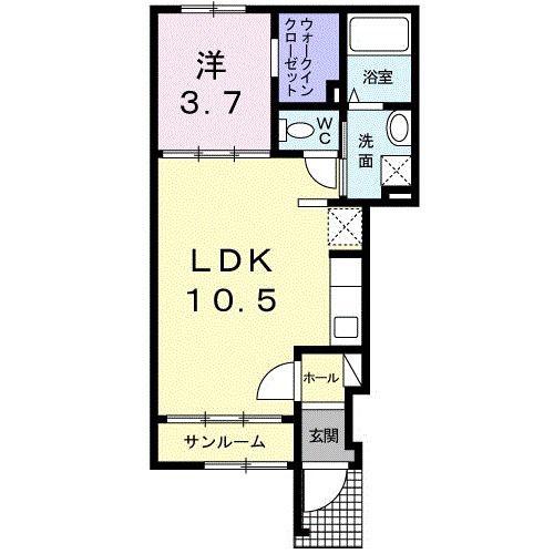 アーバン松浪I(1LDK/1階)の間取り写真